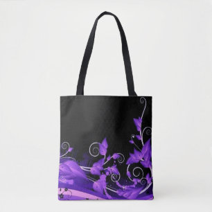 Bolsa Tote Sacola roxa frondosa das videiras