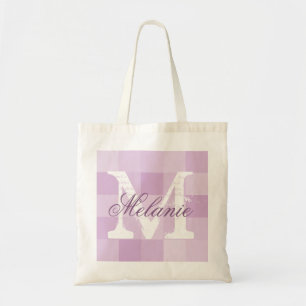 Bolsa Tote Sacola roxa personalizada do monograma do nome do