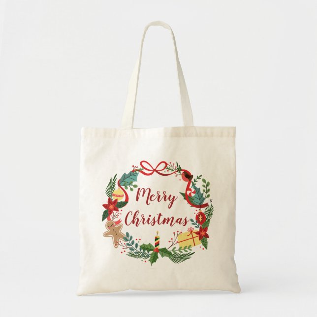 Bolsa Tote Sacola simples da grinalda | do Feliz Natal (Frente)