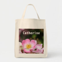 sacola tote com flor de rosa rosa selvagem. adicio