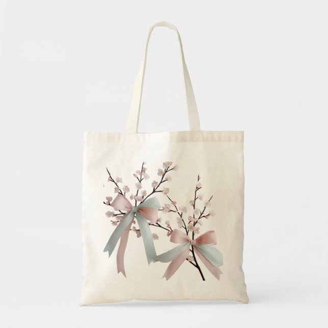 Bolsa Tote Sacola Tote Econômica de Laço Pastel de Cerejeira  (Frente)