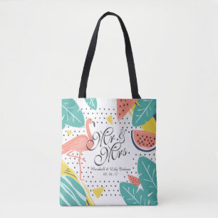 Bolsa Tote Sacola tropical personalizada do casamento do