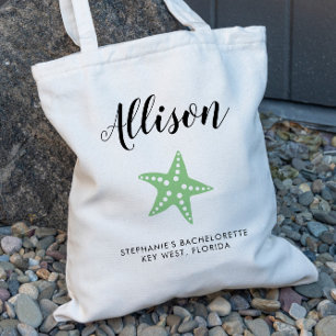 Bolsa Tote Sacola verde da dama de honra da estrela do mar