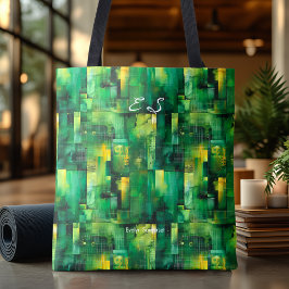 Bolsa Tote Sacola Verde de Estampa Geométrica Moderna