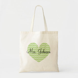 Bolsa Tote Sacola verde-maçã da viga do coração para o