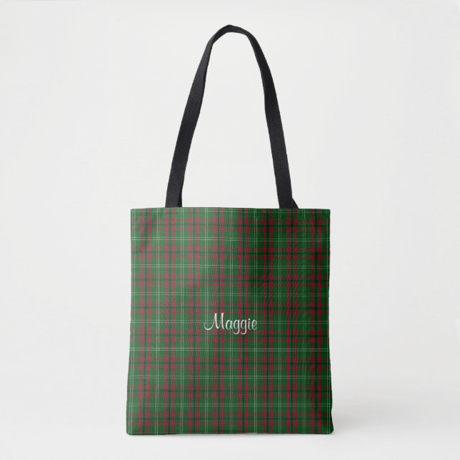 Bolsa Tote Sacola vermelha e verde do Tartan (Frente)
