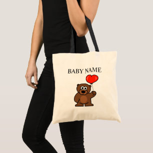 Bolsa Tote Sacolão de bebê com ursinho fofo e balão
