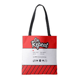 Bolsa Tote Sacolão de Compras de Música Favorita em Repetição