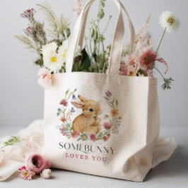 Bolsa Tote Sacolão de Compras Somebunny Baby Shower Wildflowe