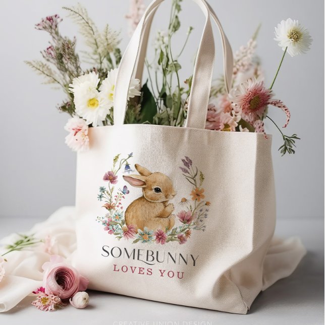 Bolsa Tote Sacolão de Compras Somebunny Baby Shower Wildflowe (Criador carregado)