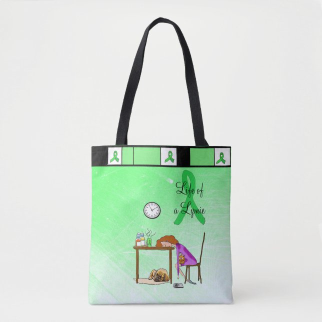 Bolsa Tote Sacolão Vivendo a Vida com Doença de Lyme (Frente)