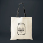 Bolsa Tote Sacolas chiques da dama de honra do casamento do<br><div class="desc">Sacola do casamento do frasco de pedreiro do vintage para damas de honra. Design rústico para o casamento chique do país em junho, julho, august, setembro. Preto e cinzas/cor cinzenta e feita sob encomenda do fundo opcional. Modelo elegante da tipografia do roteiro para o nome ou o monograma personalizado. Faça...</div>