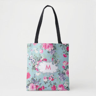 Bolsa Tote Sacolas cor-de-rosa do teste padrão do vintage