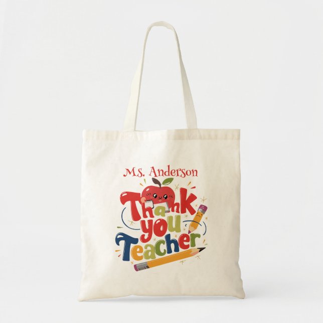 Bolsa Tote Sacolas de Agradecimento para Professores (Frente)