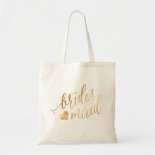 Bolsa Tote Sacolas de Damas de Honra/Escrito em Faux Gold