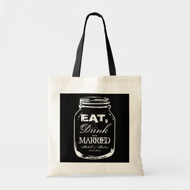 Bolsa Tote Sacolas de mão para casamento em jarro de mason Co (Frente)