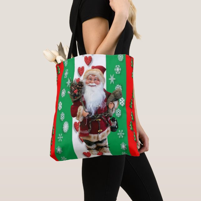 Bolsa Tote Sacolas de Natal para Mulheres, Papai Noel (Close Up)
