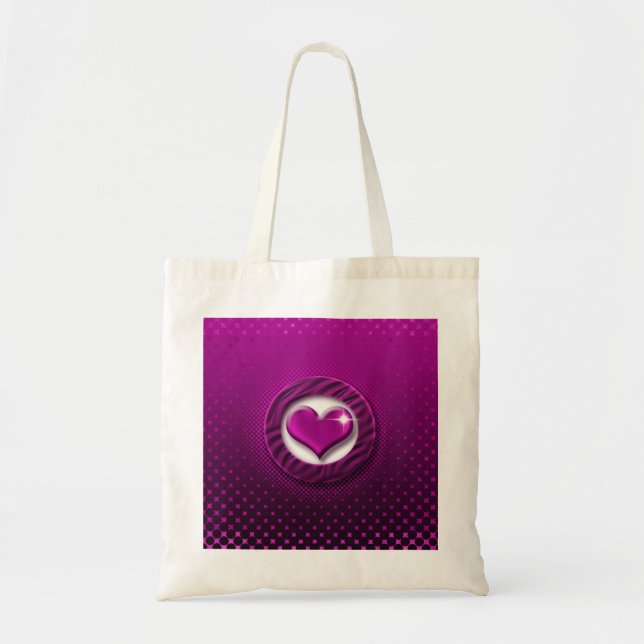 Bolsa Tote Sacolas do amor do coração roxo (Frente)