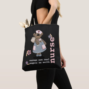 Bolsa Tote Sacolas engraçadas do design da enfermeira do urs