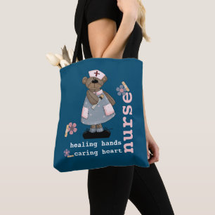 Bolsa Tote Sacolas engraçadas do design da enfermeira do urs