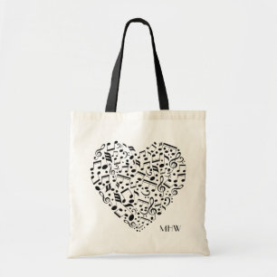 Bolsa Tote Sacolas feitas sob encomenda do coração da músi