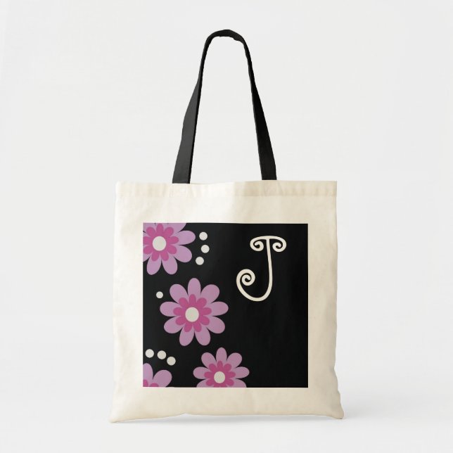 Bolsa Tote Sacolas Monogrammed:: Flores da lavanda (Frente)