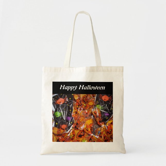 Bolsa Tote Sacos de Brindes de Aranhas e Abóboras (Frente)