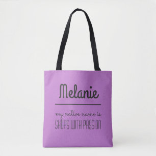 Bolsa Tote Sacos de compras de nomes personalizados engraçad