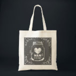 Bolsa Tote Sacos de festa de casamento de monograma, de mason<br><div class="desc">Sacos de tote de festa de casamento de monograma de mason, para a comitiva da noiva. Design russo para casamento de chic country. Cinza ou cor de fundo personalizada. Tipografia de na moda para nome personalizado ou letras iniciais de nome monograma. Faça um para noiva elegante, dama de honra, madrinha...</div>
