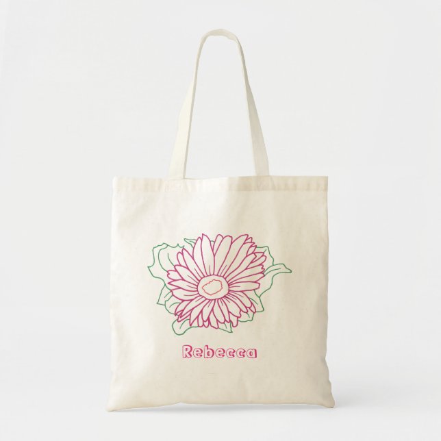Bolsa Tote Sacos de Tota Floral de Girassol de na moda Fuchsi (Frente)