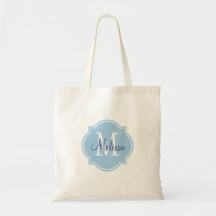 Bolsa Tote Sacos de Tota Personalizados Monogramas Azul Placa