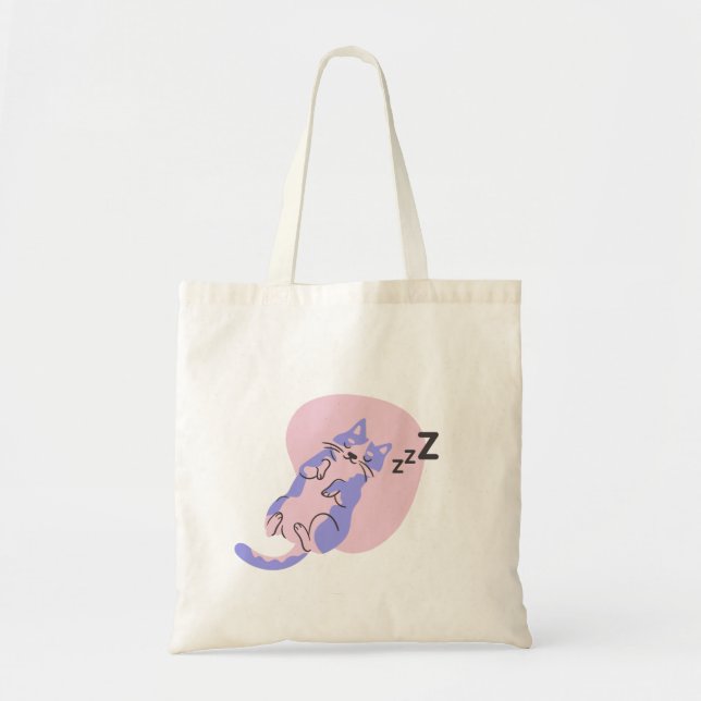 Bolsa Tote Sacos de Tote com Padrão de Gato Dormindo (Frente)
