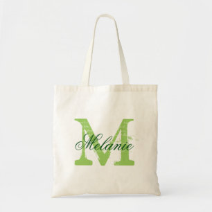 Bolsa Tote Sacos de tote de casamento de monograma verde pers