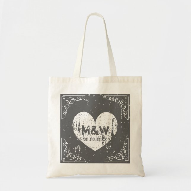 Bolsa Tote Sacos de tote de festa de casamento cardíaca monog (Frente)
