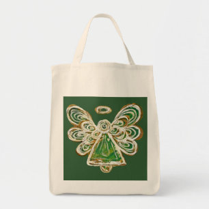 Bolsa Tote Sacos de Tote de Natal de Angel do Green Guardian