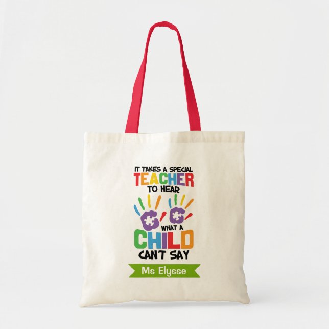 Bolsa Tote Sacos de Tote para Professores Especiais Personali (Frente)