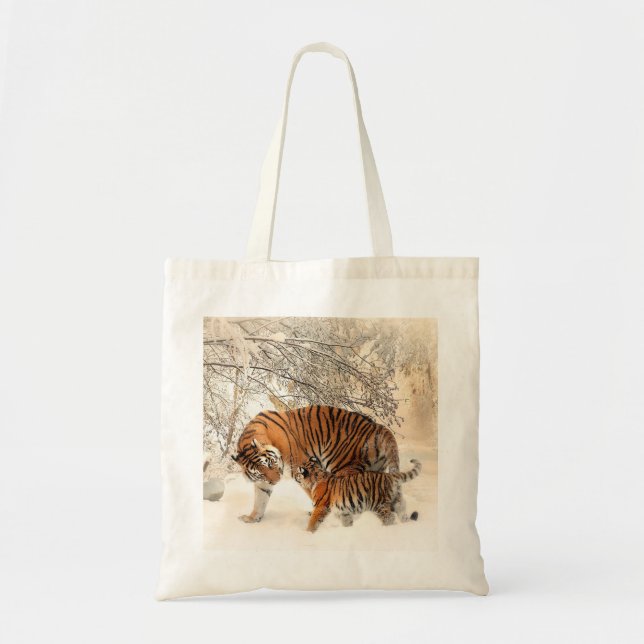 Bolsa Tote Sacos de tote personalizados dos Tigres de inverno (Frente)