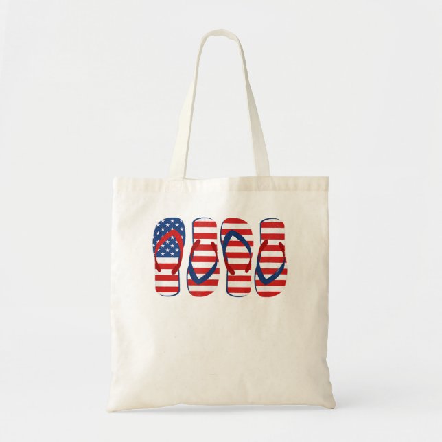 Bolsa Tote Sacudir Flot American Flag 4 de julho EUA Independ (Frente)