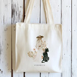 Bolsa Tote Safari Wild Leopard Boho Lady Personalizada<br><div class="desc">Esta bolsa de tote mostra uma dama de boho com um buquê de flor,  leopardo com seu nome. Para uma personalização mais avançada deste design,  clique no BOTÃO FERRAMENTA DESIGN AZUL. Itens correspondentes também estão disponíveis.</div>