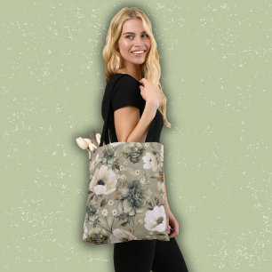 Bolsa Tote Sage Green E Cream Floral