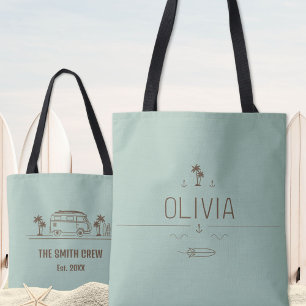 Bolsa Tote Sage Verde Sacola de Praia com Estampa de Van Vint