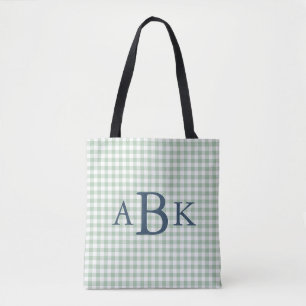 Bolsa Tote Sage Verde Xadrez Monogramado