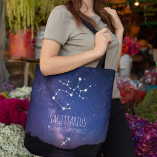 Bolsa Tote Saggitarius   Constelação Zodiac Personalizada