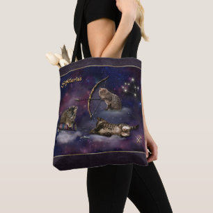 Bolsa Tote Sagitário para Amantes de Gatos