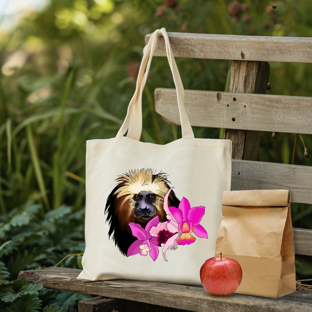 Bolsa Tote Sagui Floral de Cabeça Dourada (Criador carregado)