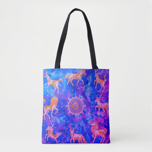 Bolsa Tote Saia com Estilo com Este Azul + Roxo (Frente)