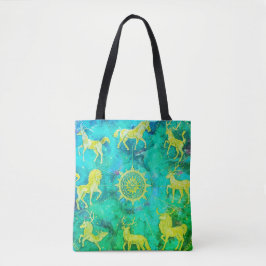 Bolsa Tote Saia com Estilo com Este Verde + Dourado