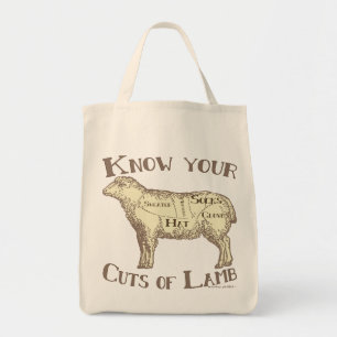 Bolsa Tote Saiba seus cortes de cordeiro DIY ENGRAÇADO