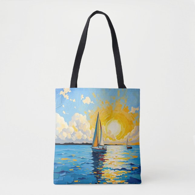 Bolsa Tote Sailboat at Sunset (Frente)