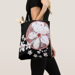 Bolsa Tote Sakura flor asiática de cerejeira vermelha e branc